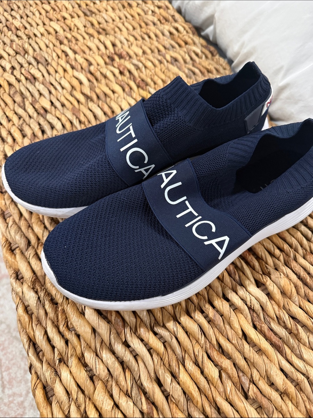Nautica Navy Knit Slip-On Sneakers with White Logo - Picture 2 of 4